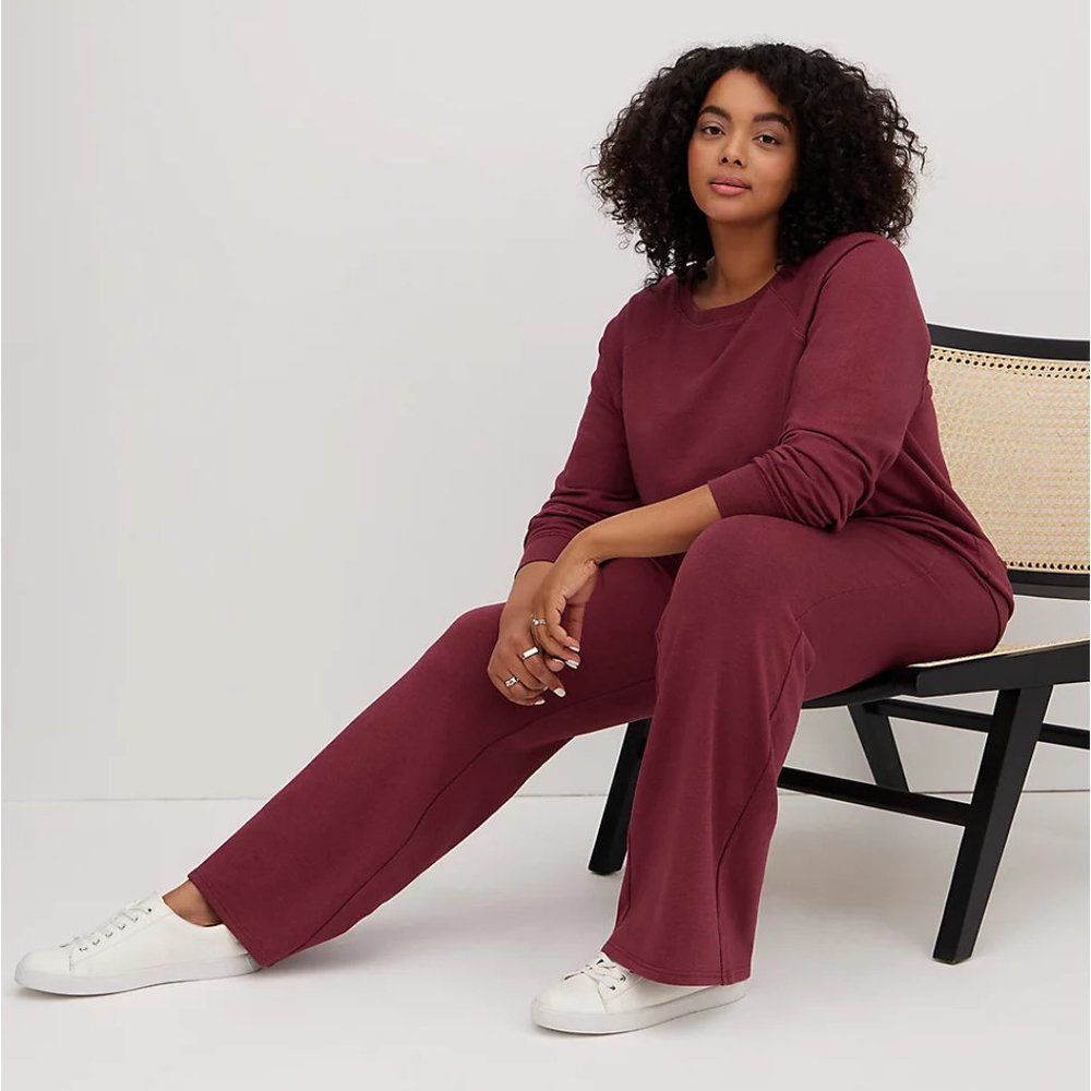 Torrid Classic Fit Flare Pant - Ultra Soft Fleece Heather Wine 1X